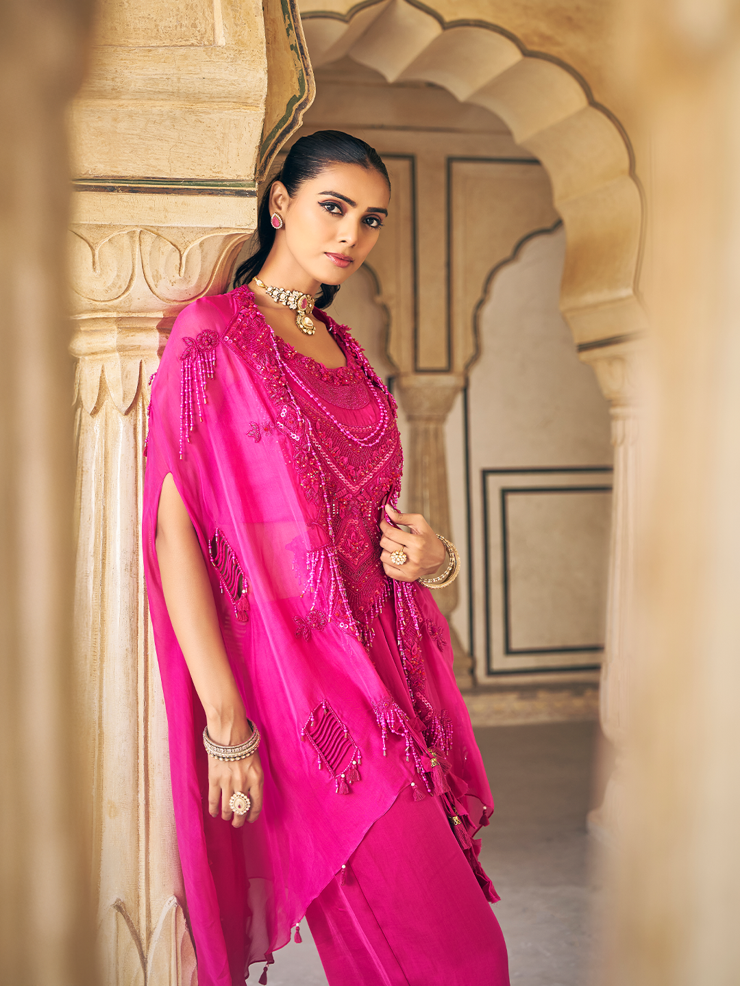Pink Georgette Indo-Fusion Set