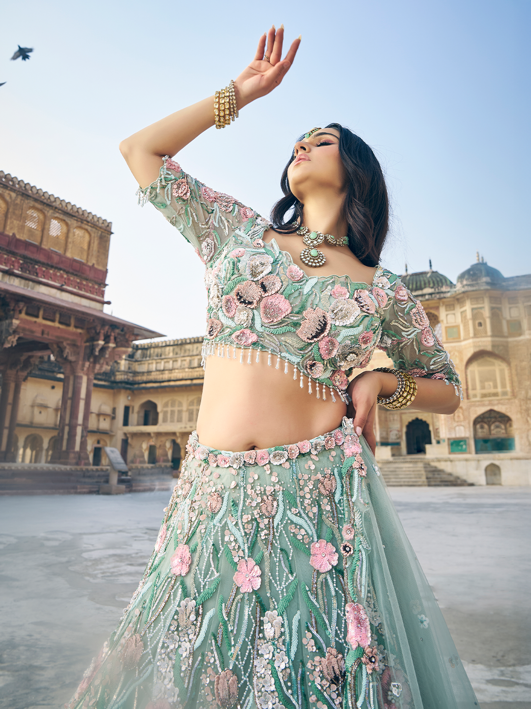 Pista Green Bridal Lehenga