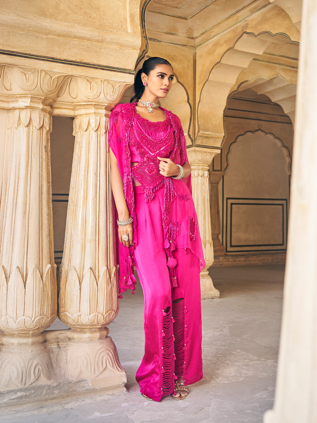 Pink Georgette Indo-Fusion Set