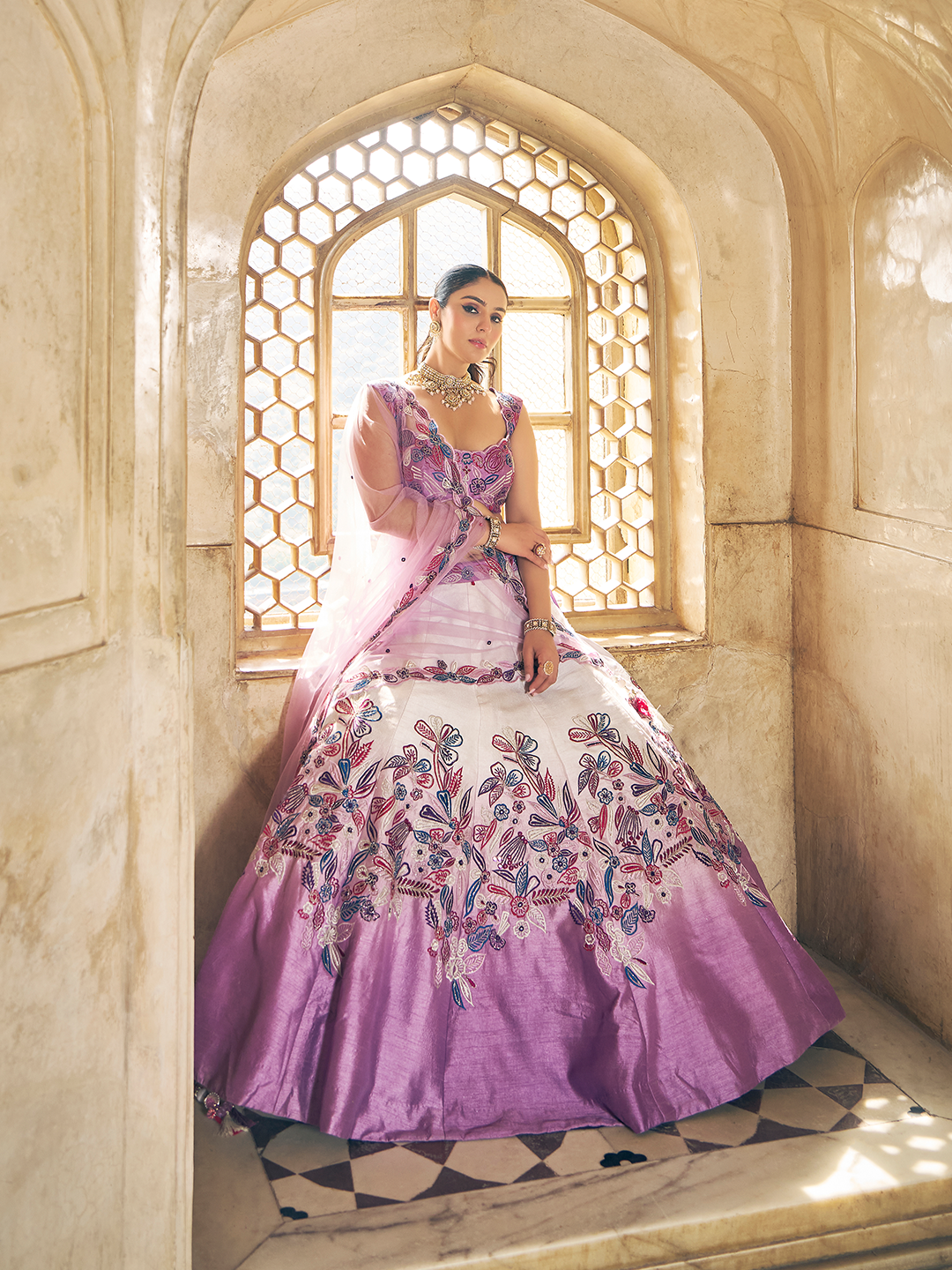 Lavender Party Wear Lehenga