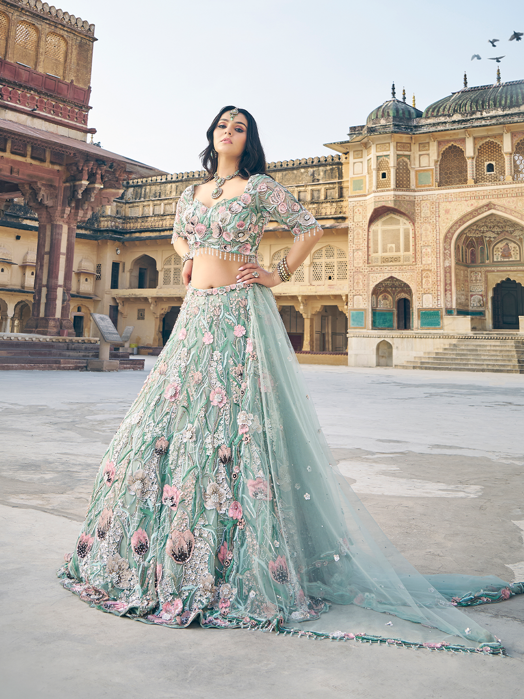 Pista Green Bridal Lehenga