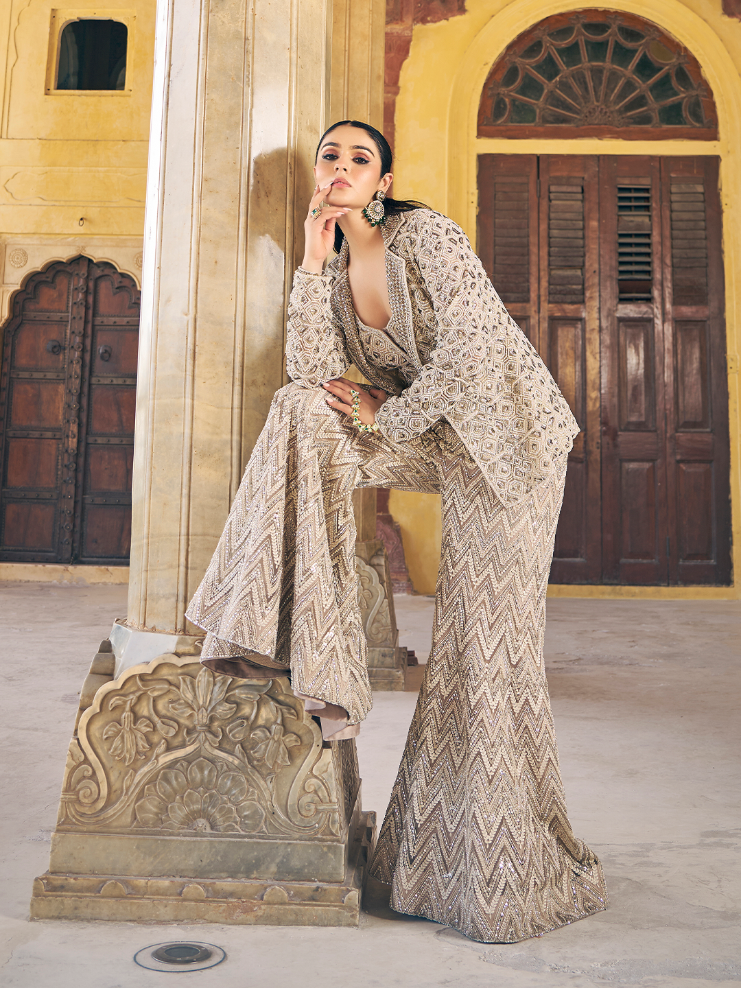 Beige Indo-Fusion Set