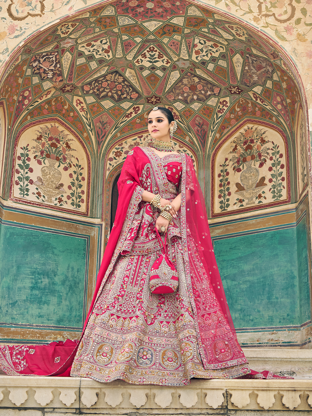 Pink & Orange Bridal Lehenga